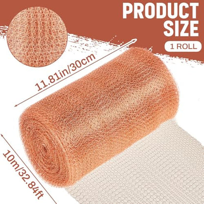 Gisafai 12'' X 32 ft Copper Mesh Roll for Rodent Control, 1 Roll - size: 12" X 32 ft