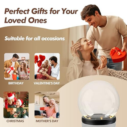 Cloche Glass Dome with LED Base, Round Glass Display Bell Jar, 6 Inch