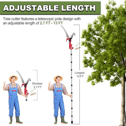 13ft Pole Saws for Tree Trimming, Lightweight Stainless Steel Tree Trimmers Long Handle Pruner, Tree Pruner Extendable, Manual Pole Cutter for Yard Garden Patios Trees Branches Cutting