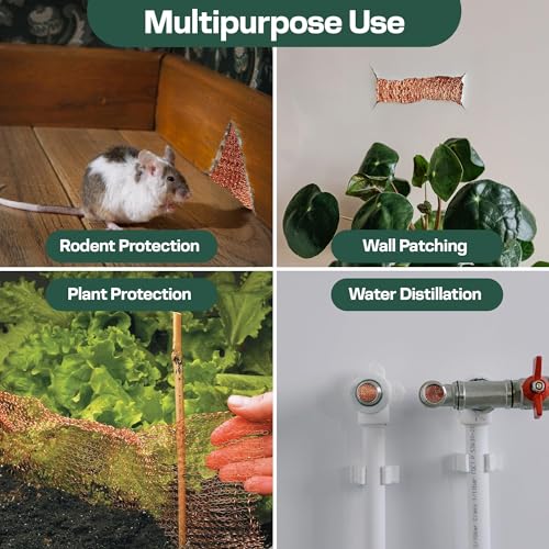 3rd Gen Copper Mesh Rodent Control Kit - Raytrends 100% Premium & Pure Copper Wool for Slug, Pest, Snail, Mice & Rat Control - Offers 2 Copper Mesh Rolls with Scissors and Packing Tool - size: Pack of 2 (5in x 35ft)