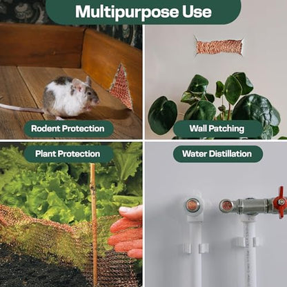 3rd Gen Copper Mesh Rodent Control Kit - Raytrends 100% Premium & Pure Copper Wool for Slug, Pest, Snail, Mice & Rat Control - Offers 2 Copper Mesh Rolls with Scissors and Packing Tool - size: Pack of 2 (5in x 35ft)