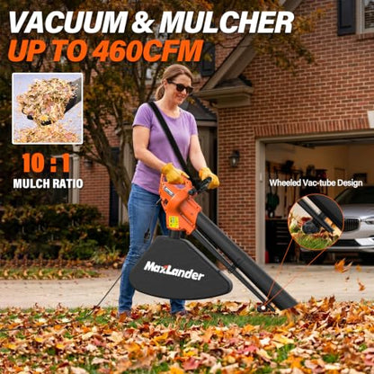 MAXLANDER 3 in 1 Electric Corded Leaf Blower, Leaf Vacuum and Leaf Mulcher - color: Amber