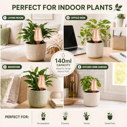 4 Pack Self Watering Spikes for Indoor Plants, Plant Watering Devices with Bird Shape, Automatic Irrigation Spikes for Potted Plants, Vacation Plant Waterer System (Red) - color: Red