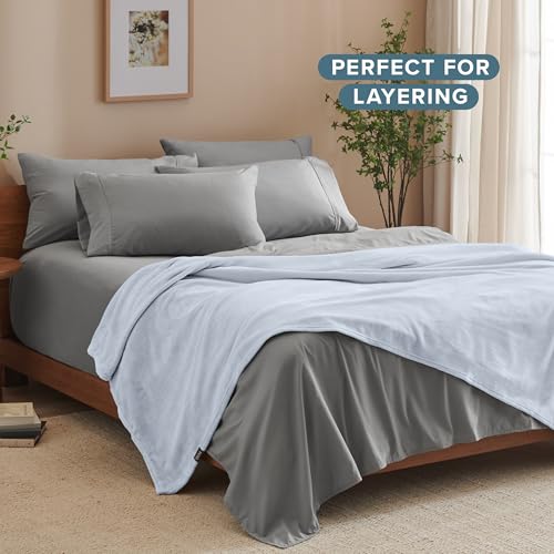 Bare Home Fleece Blanket Luxury Microplush (Full/Queen, Blue Mist) - color: 09 - Blue Mist, size: Full/Queen