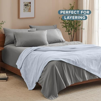 Bare Home Fleece Blanket Luxury Microplush (Full/Queen, Blue Mist) - color: 09 - Blue Mist, size: Full/Queen