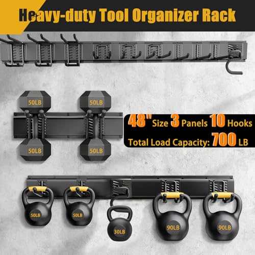 KOFANI 48IN 700LB Heavy Duty Garage Tool Organizer Wall Mount Storage Rack