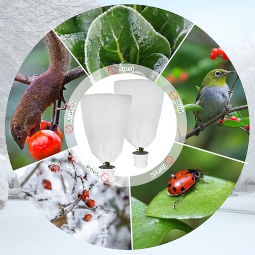 2 Pack Plant Covers Freeze Protection for Winter, 31.5''×23.6'' Frost Cloths for Outdoor Plants Cold Weather Blankets with Drawstrings - size: 31.5''×23.6'' (S, 2 Pack)