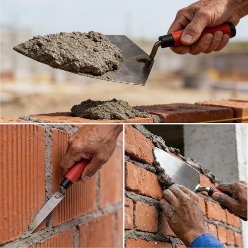 6-Pieces Masonry Hand Tool Set, Brick, Pointing, Margin, Tuck Pointing Trowel & Convex Brick Jointer - size: 6pcs