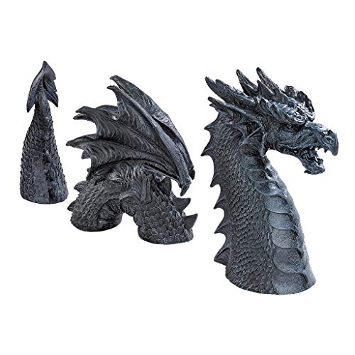 Design Toscano The Dragon of Falkenberg Castle Moat Lawn Garden Statue, 28 Inch Long, 14 Inch Tall, Cast Stone Resin, Gray Stone Finish - style: Dragon of Falkenberg