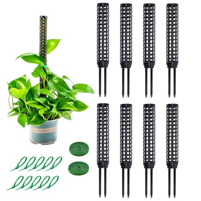Stackable Small Moss Pole for Monstera Pothos, Fillable Support - size: 8pack,small,black