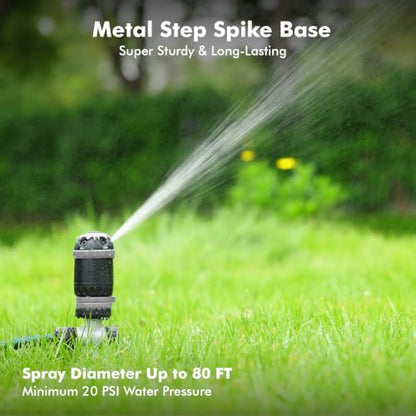 RESTMO 2 Pack Gear Drive Sprinkler with Step Spike Base, Silver - color: Silver, size: 2 Pack
