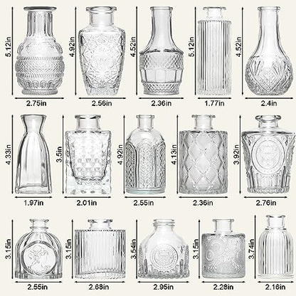 Arme Glass Bud vases in Bulk，Small Glass Flower Vase for Centerpieces 16Pcs - color: Clear-16pcs, size: 16 Pcs