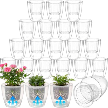 Self Watering Plant Pots, 4.3'', Transparent, 18 Pcs - color: Transparent, size: 4.3''