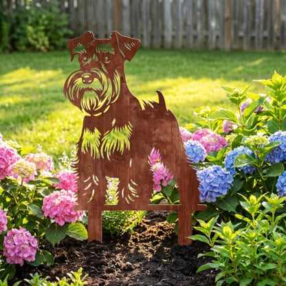 Resama Dog Metal Decorative Garden Stakes - color: Schnauzer