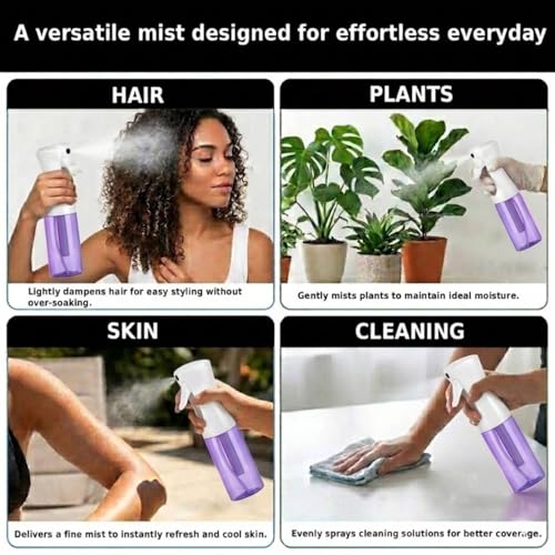 VIGOR PATH Continuous Mist Purple Spray Bottle 200ml Fine Mist for Hair - color: PURPLE