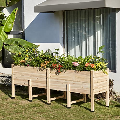 AMERLIFE 7x2 Ft Raised Garden Bed, 16 Inch Deep Wood Planter with Legs
