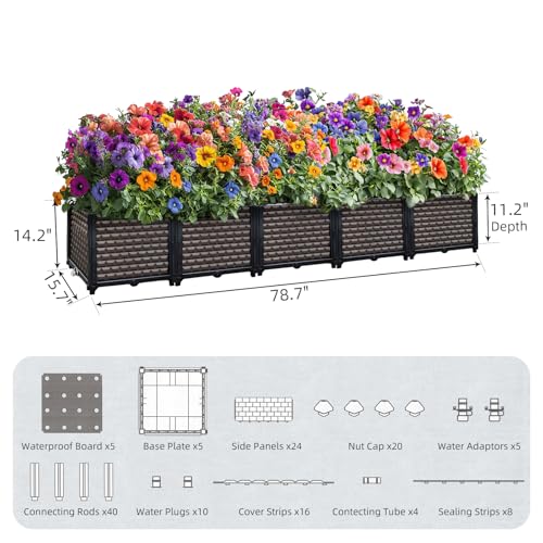 Large Planters for Outdoor Plants 14" Tall Planter Box, 78.7"L x 15.7"W - size: 78.7"(l) X 15.7"(w) X 14.2"(h)
