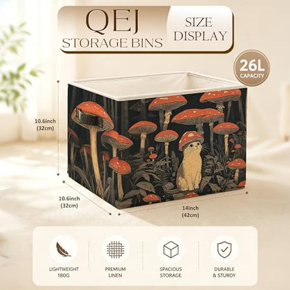 Cat Storage Basket Bin, Cat Lover Gifts - color: Mushroom cat