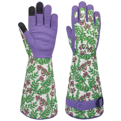 Thornproof Rose&Cactus Gardening Gloves,Gauntlet Garden Glove,Gifts - color: Purple Flower, size: Small