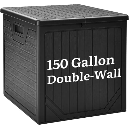 YITAHOME 150 Gallon Large Outdoor Deck Box - color: Black, size: 150 Gallon