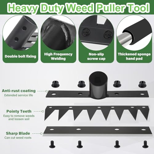 Weed Puller Tool Stainless Steel 8 Tines Manual Weeder Tool with Adjustable Length Handle, Weeder Rakes for for Yard, Patio, Lawn and Garden - size: 8 TINES
