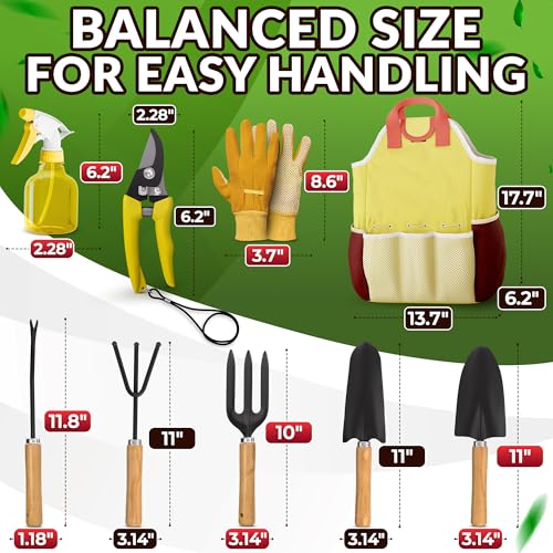 9 Pcs Compact Gardening Tool Set with Storage Bag, Rust-Proof Steel