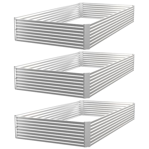 3 Pack Corrugated Galvanized Steel Raised Garden Bed Outdoor, Metal Above Ground Garden Bed for Vegetables and Flowers, Rectangle Raised Beds for Gardening-4x2FT - size: 4x2 feet
