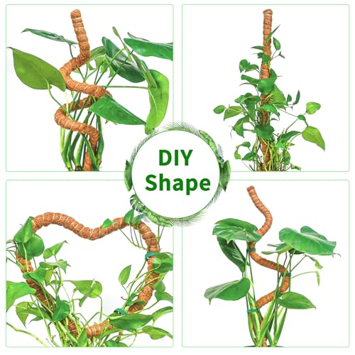 4 Pack 28'' Moss Pole for Monstera, Bendable Coco Coir Plant Support Stakes - size: 4 Pack ( 28-Inch)