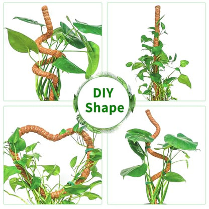 2 Pack 39'' Moss Pole for Monstera, Bendable Coco Coir Plant Support Stakes - size: 2 Pack ( 39-Inch)