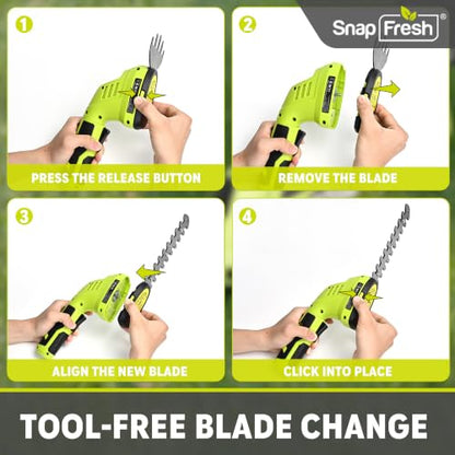 SnapFresh Cordless 7.2V Hedge Trimmer & Grass Shears, 180° Rotating Head