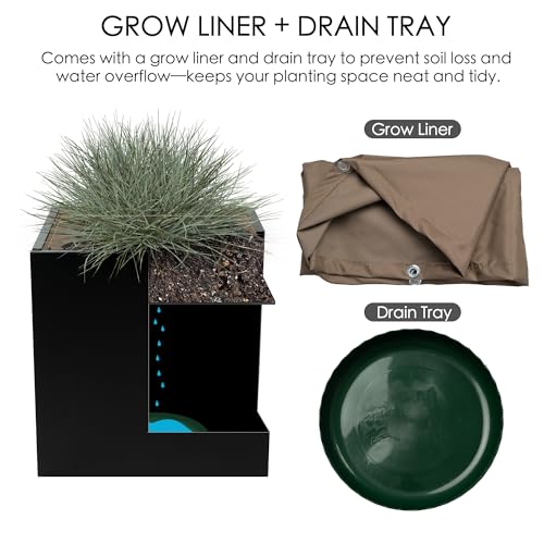 Kozyard 20'' Cube Metal Planter Steel Planter Box - color: Black/20''h X 20''w X 20''l