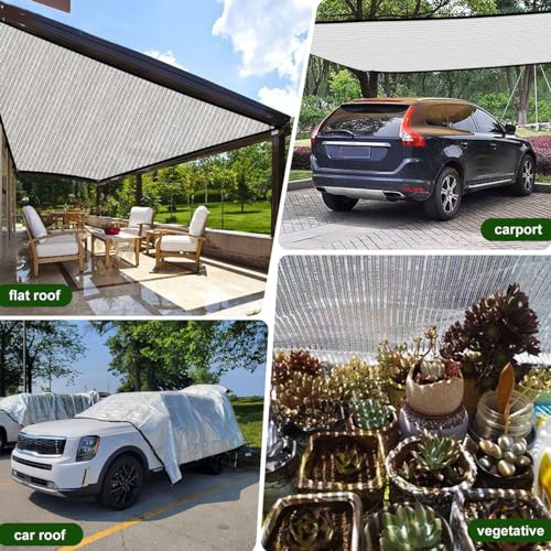 80% Silver Shade Cloth for Garden,Pergola,Greenhouse,Chicken Coop,Kennels,Shade Cloth with Grommets,Simple Hanging Covers - size: 6.5ft×10ft
