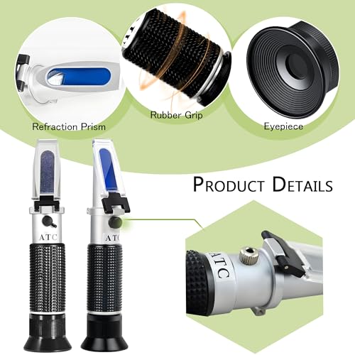 Handheld Alcohol Refractometer,V·RESOURCING 0~80% Alcohol Content Measurement Tool Tester for Spirits Distilled Ethanol with Water Like Whiskey, Brandy;Used in Scientific Research, Alcohol Purchase - color: Alcohol Refractometer （0-80%）