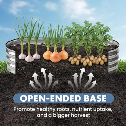 DUMOS Galvanized Raised Garden Bed, Outdoor Planter Box, 6x3x1ft - color: Silver (Oval), size: 6×3×1ft