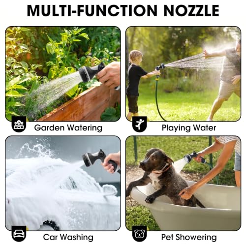 Garden Hose Nozzles,Hose Spray Nozzle with Adjustable 10 Watering Patterns - color: Black
