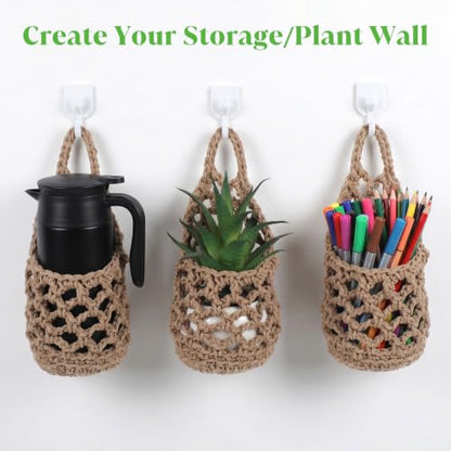 6 Pcs Macrame Wall Plant Hanger, Boho Plant Hanger Basket Cotton Rope 4"x8"