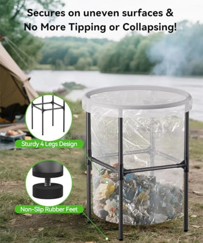 Garden Trash Bag Holder, 30-55 Gallon Outdoor Leaf Bag Holder, L - color: Mattle Black