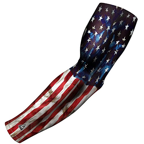 B-Driven Sports Sleeve Pro-Fit - Patriotic Arm Sleeve - USA, Cuba, Mexico, Israel, Canada, Venezuela, Dominican Rep. - Single - color: Usa Worn Flag, size: Small / Medium (Adult)