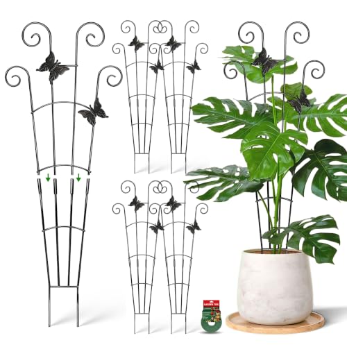 Coomin 32.6in Monstera Plant Support with Two Butterflies, 4P - size: 32.6in butterflies,4p