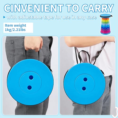 VECELO Telescoping Folding Stool, Upgraded Portable Collapsible Retractable Stool with Load Capacity 400lbs for Garden Fishing Camping Hiking BBQ, 1 PCS Rainbow Blue - color: Rainbow Blue