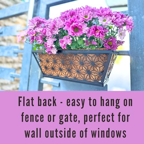 LaLaGreen Wall Planter for Plants (16 in, 4 Pack) Black Metal Window Box - size: 16" (41cm) x 4 pack