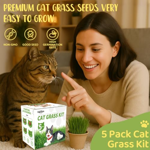 5Pack Cat Grass Seeds Growing Kit for Indoor Cats
