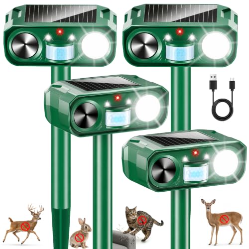 2026 Sonic Fortress Pro Deer Repellent Devices Solar Ultrasonic Animal Repellent with Motion Sensor&Flash Light,Cat Repellent Outdoor for Garden,Rabbit Repellent for Plants,Vegetables Yard