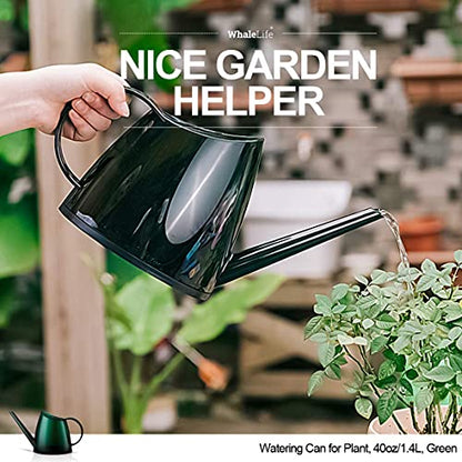 WhaleLife Small Indoor Plant Watering Can - 1.4L Dark Green Long Spout - color: Green