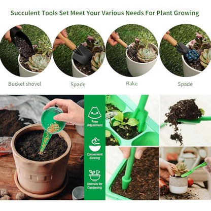 Succulent Tools Mini Garden Tools Kit 8 Pieces - color: Black