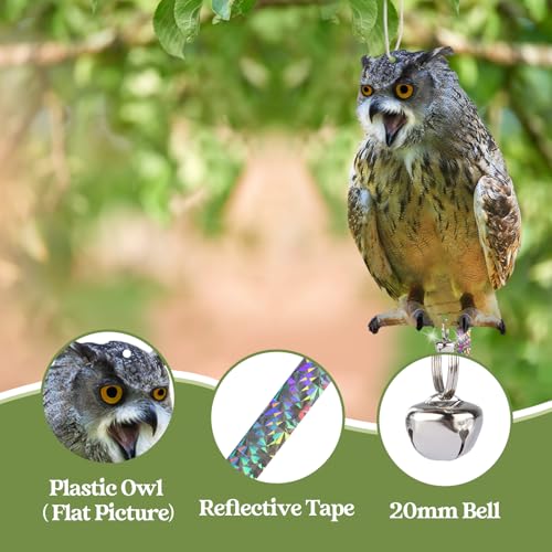2Pcs Flat Plastic Owl to Scare Woodpecker from House - color: Grey Brown 2pcs