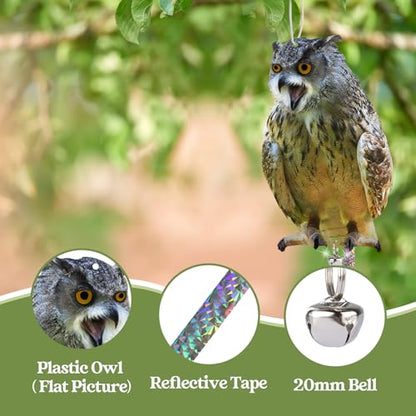 2Pcs Flat Plastic Owl to Scare Woodpecker from House - color: Grey Brown 2pcs