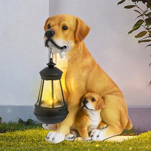 Solar Labrador Dog Statue with Lantern, Outdoor Garden Decor Figurine Light - style: Labrador