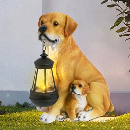Solar Labrador Dog Statue with Lantern, Outdoor Garden Decor Figurine Light - style: Labrador
