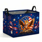 Patriotic Cat Storage Basket with Handles, Eagle Cat Laundry Hamper 56L Large Collapsible Organizer, Laundry Basket for Bathroom/Laundry/Bedroom - color: Patriotic Cat